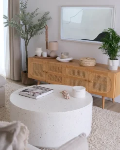 Discount Beliani Tavolino da caffè TREZZO 90 cm 90 cm Effetto terrazzo Terrazzo Bianco