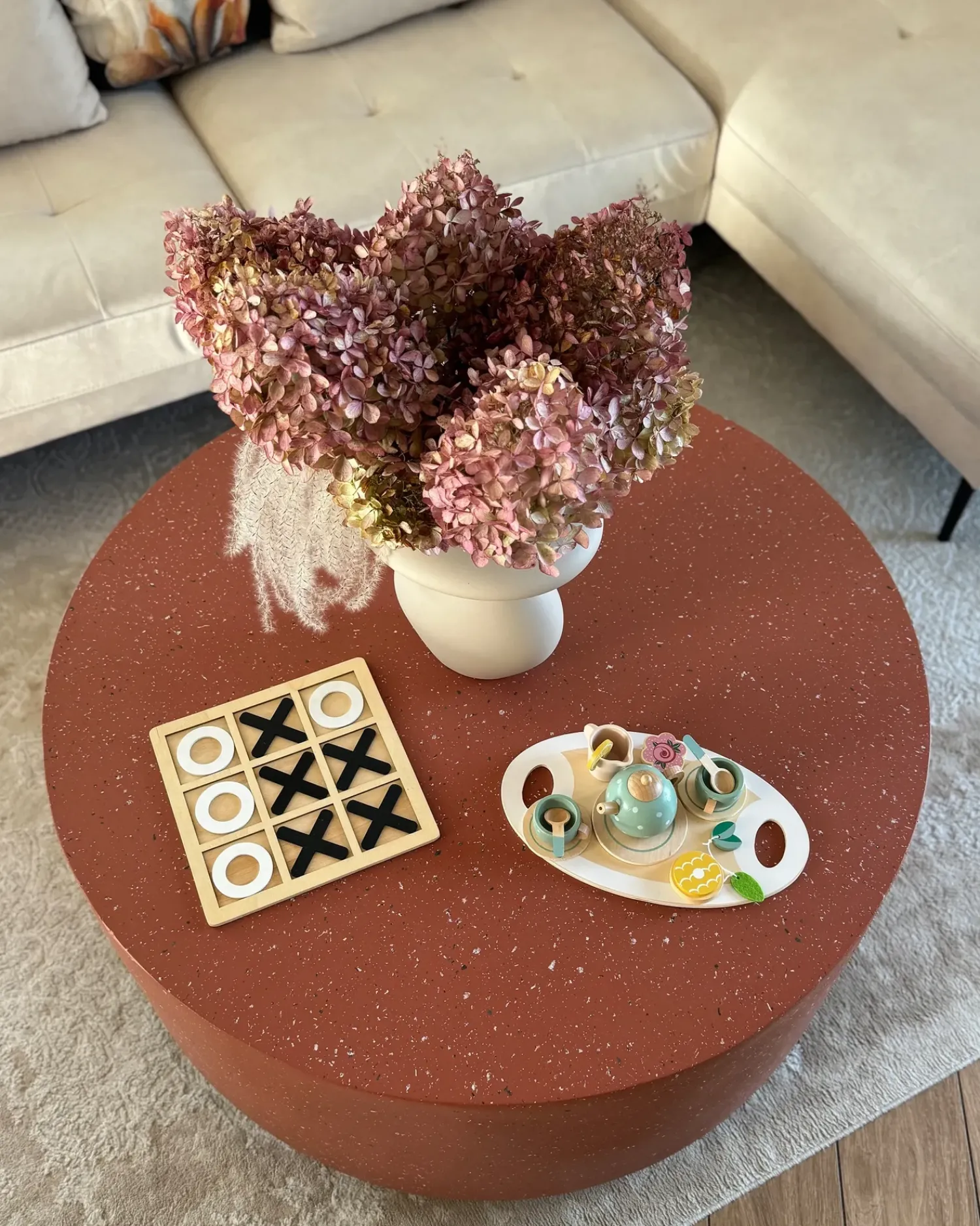 Best Beliani Tavolino da caffè TREZZO 90 cm 90 cm Effetto terrazzo Terrazzo Rosso