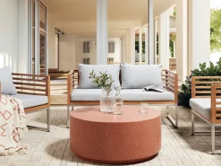 Best Beliani Tavolino da caffè TREZZO 90 cm 90 cm Effetto terrazzo Terrazzo Rosso