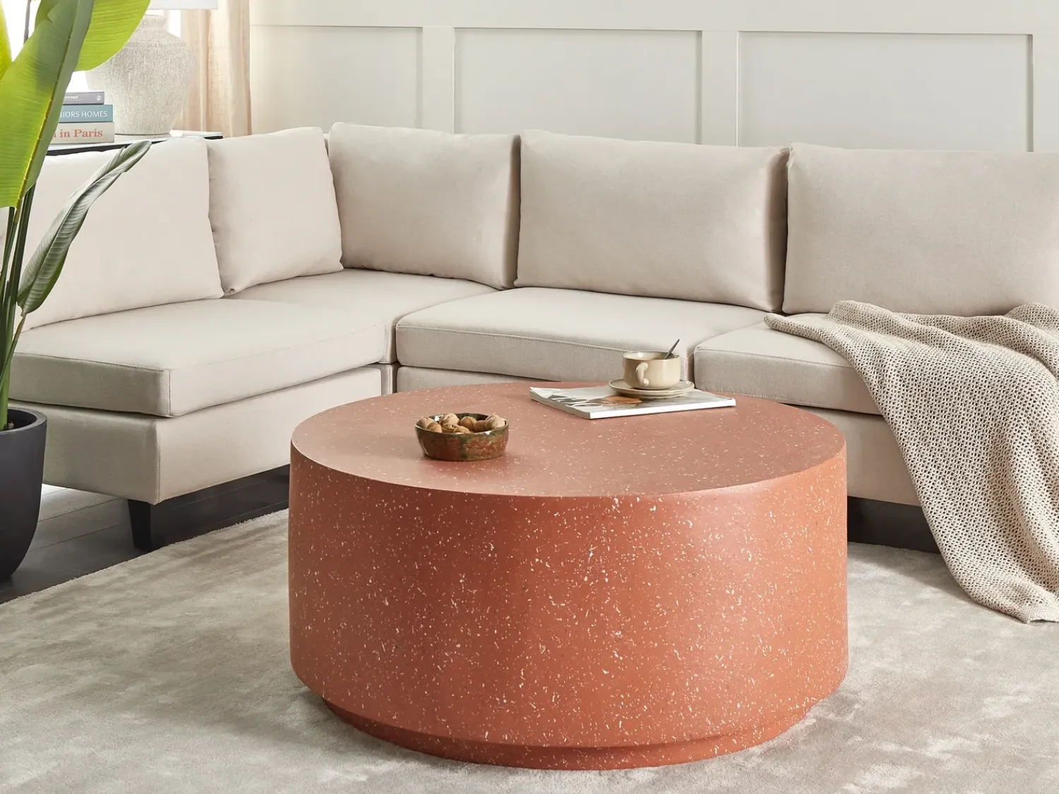 Best Beliani Tavolino da caffè TREZZO 90 cm 90 cm Effetto terrazzo Terrazzo Rosso