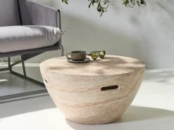 Beliani Tavolino da caffè VICARELLO 68 cm 68 cm Effetto travertino Beige
