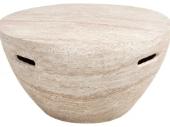 Beliani Tavolino da caffè VICARELLO 68 cm 68 cm Effetto travertino Beige
