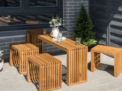 Hot Beliani Tavolino da giardino BELLANO 150 cm Legno d'acacia Marrone