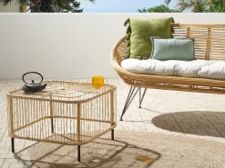 New Beliani CESENATICO 67 cm 67 cm Rattan Naturale Naturale Nero
