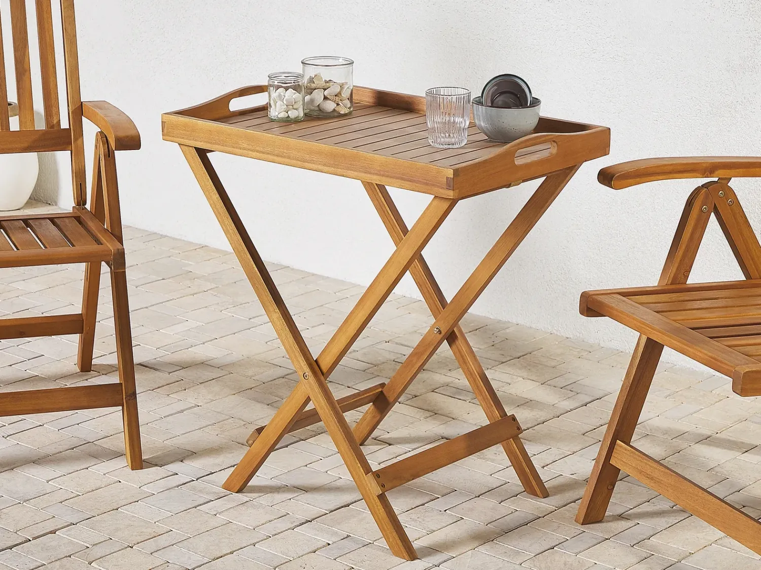 Outlet Beliani JAVA Legno d'acacia chiaro Pieghevole Marrone