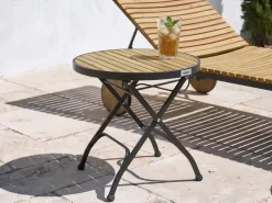Outlet Beliani LASCARI 45 cm 45 cm Legno d'acacia Marrone chiaro Marrone Nero