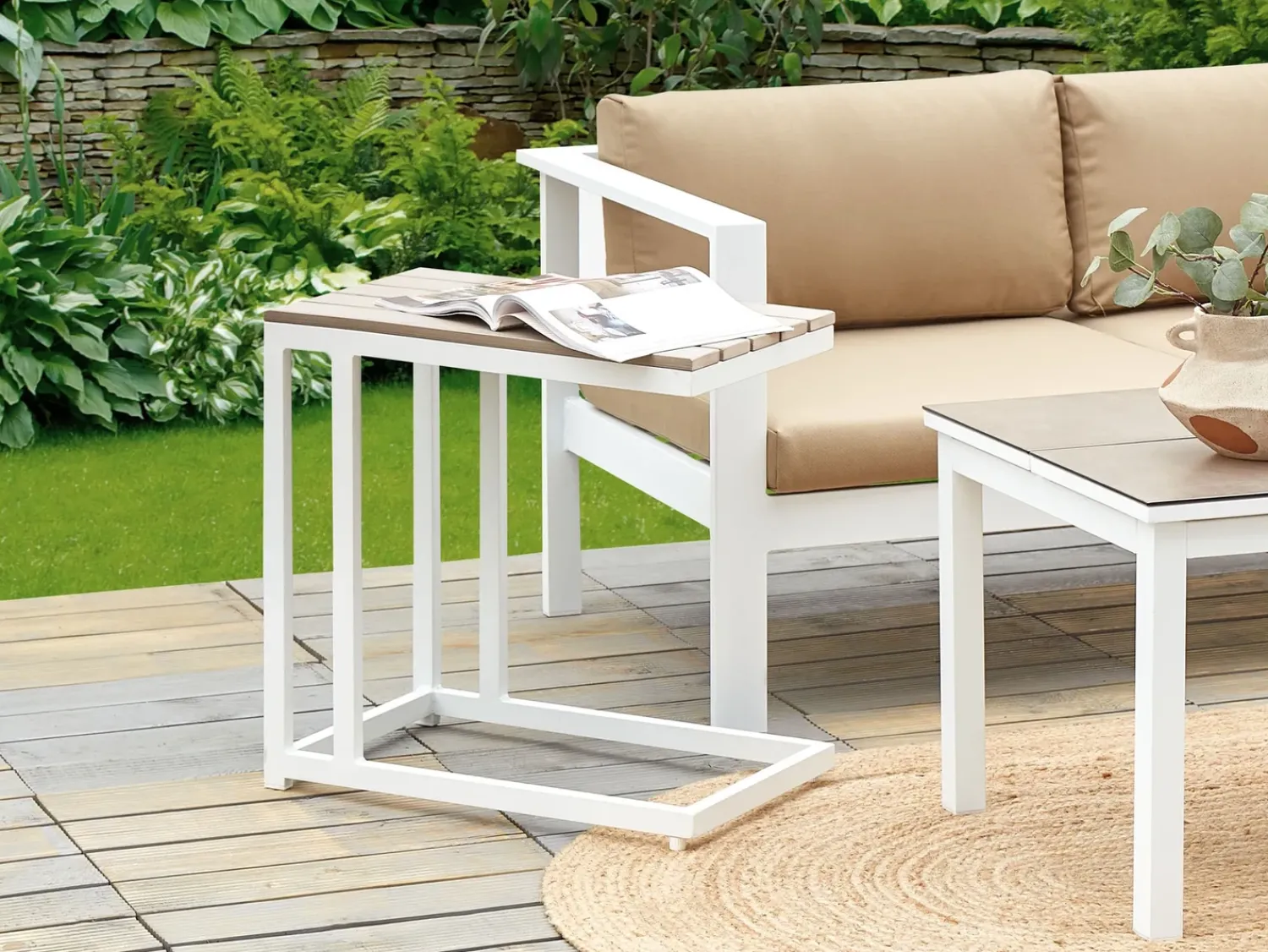 Online Beliani MESSINA 60 cm 35 cm Bianco Bianco Marrone