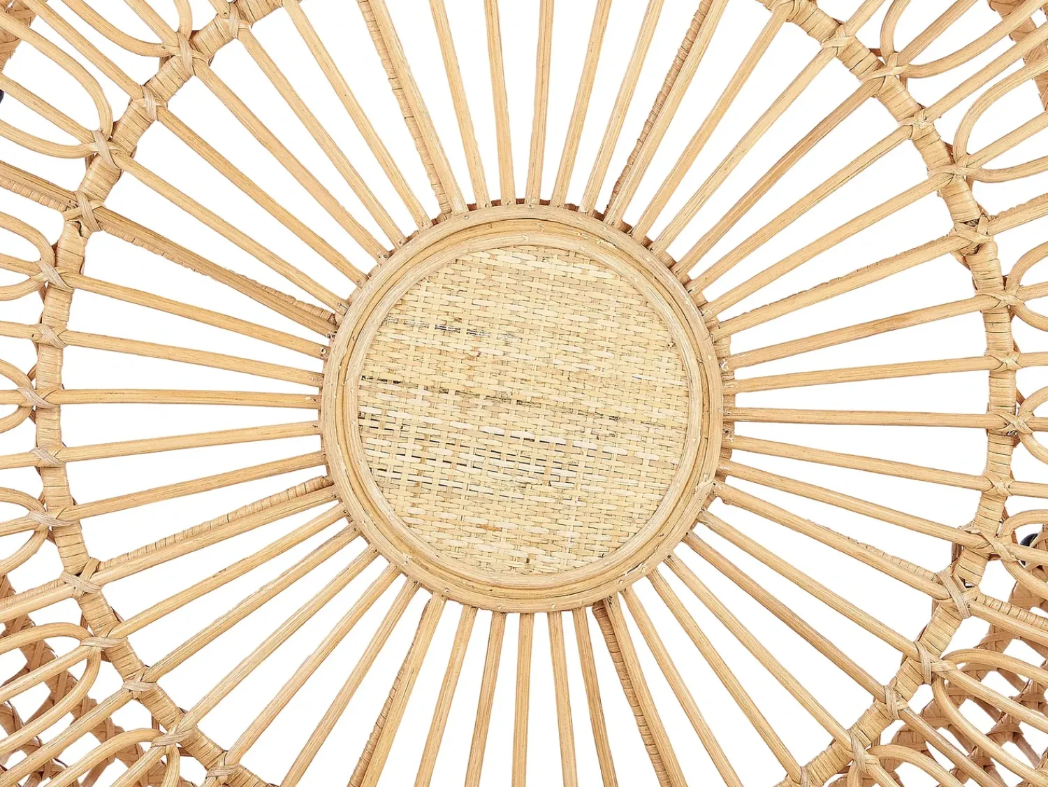 Best Beliani Tavolino da giardino RANDAZZO 85 cm 85 cm Rattan Marrone chiaro Beige Naturale