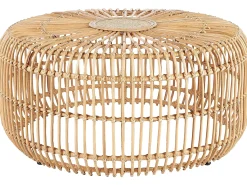 Best Beliani Tavolino da giardino RANDAZZO 85 cm 85 cm Rattan Marrone chiaro Beige Naturale
