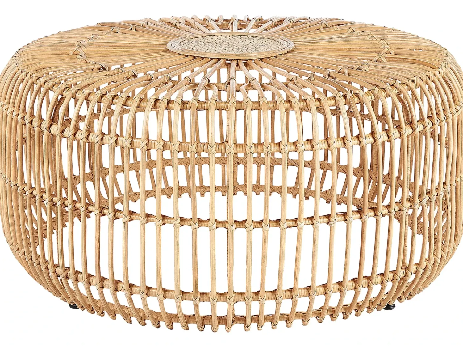 Best Beliani Tavolino da giardino RANDAZZO 85 cm 85 cm Rattan Marrone chiaro Beige Naturale