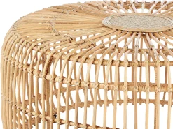 Best Beliani Tavolino da giardino RANDAZZO 85 cm 85 cm Rattan Marrone chiaro Beige Naturale