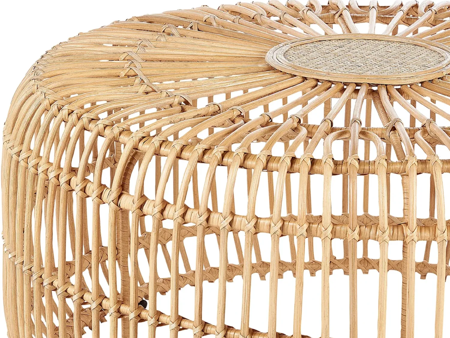 Best Beliani Tavolino da giardino RANDAZZO 85 cm 85 cm Rattan Marrone chiaro Beige Naturale
