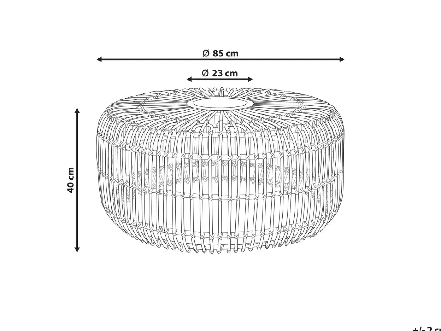 Best Beliani Tavolino da giardino RANDAZZO 85 cm 85 cm Rattan Marrone chiaro Beige Naturale