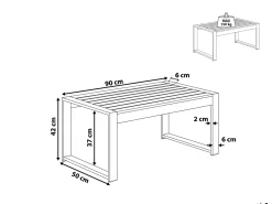 Discount Beliani SALERNO 90 cm 50 cm Metallo scuro Grigio