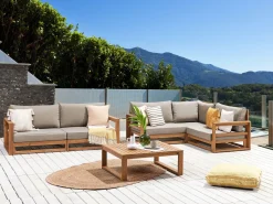 New Beliani TIMOR 90 cm 75 cm Legno di acacia certificato chiaro Marrone