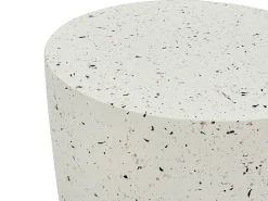 New Beliani Tavolino EDOLO 37 cm 37 cm Effetto terrazzo Terrazzo Bianco