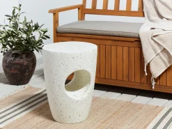 New Beliani Tavolino EDOLO 37 cm 37 cm Effetto terrazzo Terrazzo Bianco