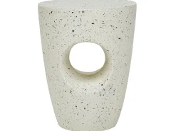 New Beliani Tavolino EDOLO 37 cm 37 cm Effetto terrazzo Terrazzo Bianco