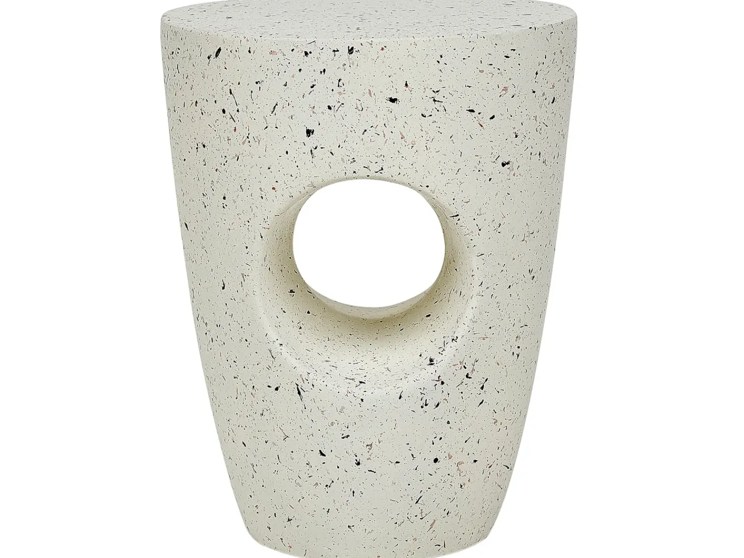 New Beliani Tavolino EDOLO 37 cm 37 cm Effetto terrazzo Terrazzo Bianco