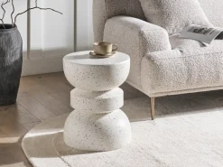 Best Beliani Tavolino FALIRO 37 cm 37 cm Effetto terrazzo Terrazzo Bianco