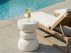Best Beliani Tavolino FALIRO 37 cm 37 cm Effetto terrazzo Terrazzo Bianco