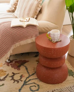 New Beliani Tavolino FALIRO 37 cm 37 cm Terrazzo Rosso
