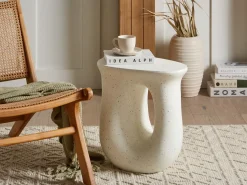 Discount Beliani Tavolino IDRO 42 cm 28 cm Effetto terrazzo Terrazzo Bianco