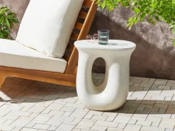 Discount Beliani Tavolino IDRO 42 cm 28 cm Effetto terrazzo Terrazzo Bianco