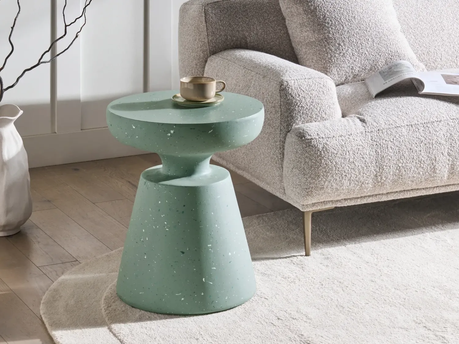 Outlet Beliani Tavolino MINCIO 45 cm 45 cm Effetto terrazzo terrazzo Verde