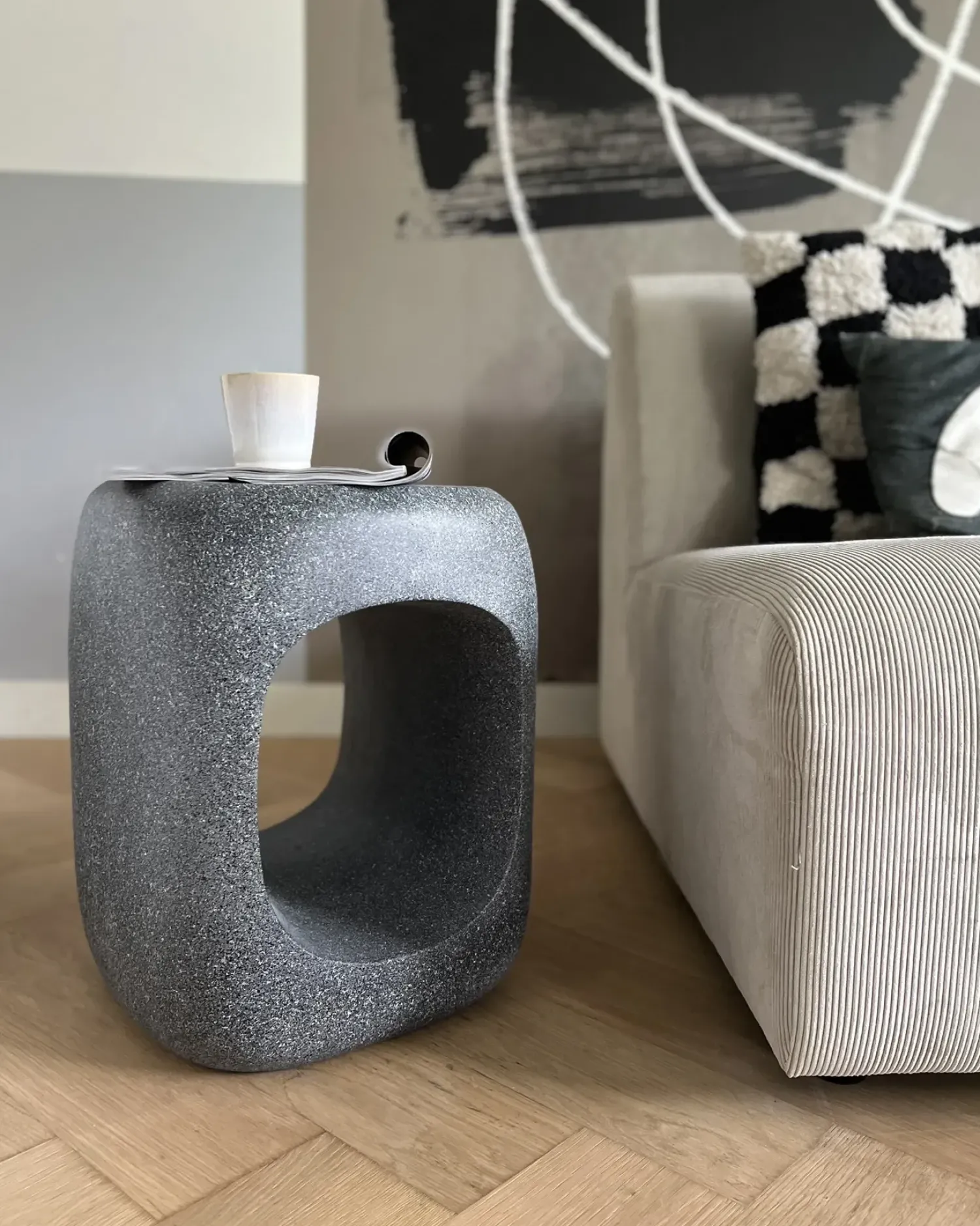Clearance Beliani Tavolino PELMO 33 cm 33 cm Effetto marmo Grigio