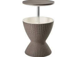 Outlet Beliani Tavolino portaghiaccio AISA 49 cm 49 cm Simil legno Marrone
