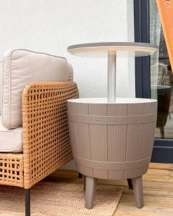 Online Beliani Tavolino portaghiaccio SILG 49 cm 49 cm Tortora Bianco Beige Grigio