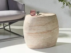 Discount Beliani Tavolino RICADI 40 cm 58 cm Effetto travertino Beige