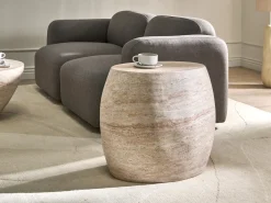 Discount Beliani Tavolino RICADI 40 cm 58 cm Effetto travertino Beige