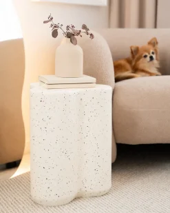 Sale Beliani Tavolino TELLARO 32 cm 37 cm Effetto terrazzo Terrazzo Bianco