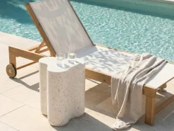 Sale Beliani Tavolino TELLARO 32 cm 37 cm Effetto terrazzo Terrazzo Bianco
