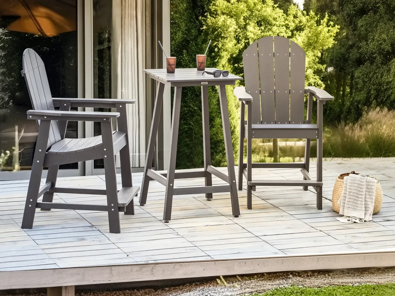 Hot Beliani ADIRONDACK 60 cm 59 cm Materiale sintetico scuro Grigio