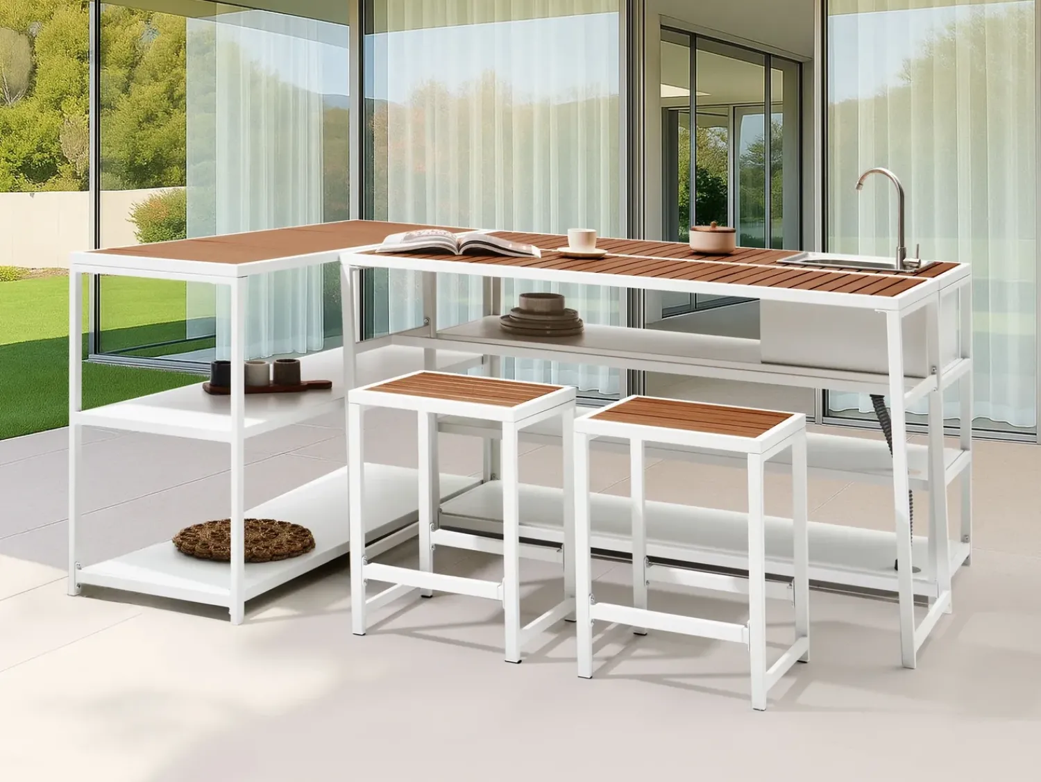 Sale Beliani AVETRANA 150 cm 50 cm Marrone/Bianco Bianco Marrone