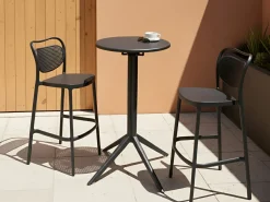 Online Beliani Tavolo da bar da giardino LEGRENA 60 cm 60 cm Nero