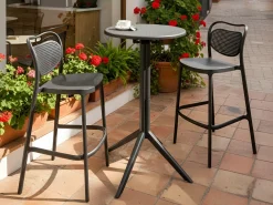 Online Beliani Tavolo da bar da giardino LEGRENA 60 cm 60 cm Nero