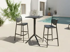 Online Beliani Tavolo da bar da giardino LEMNOS 60 cm 60 cm Nero