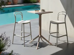 New Beliani Tavolo da bar da giardino LEMNOS 60 cm 60 cm Beige