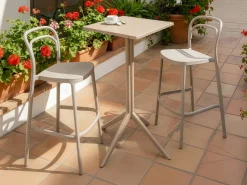 New Beliani Tavolo da bar da giardino LEMNOS 60 cm 60 cm Beige
