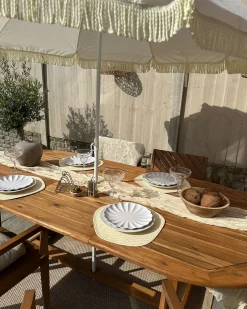 Outlet Beliani MAUI 160/220 cm 100 cm Legno d'acacia chiaro Marrone