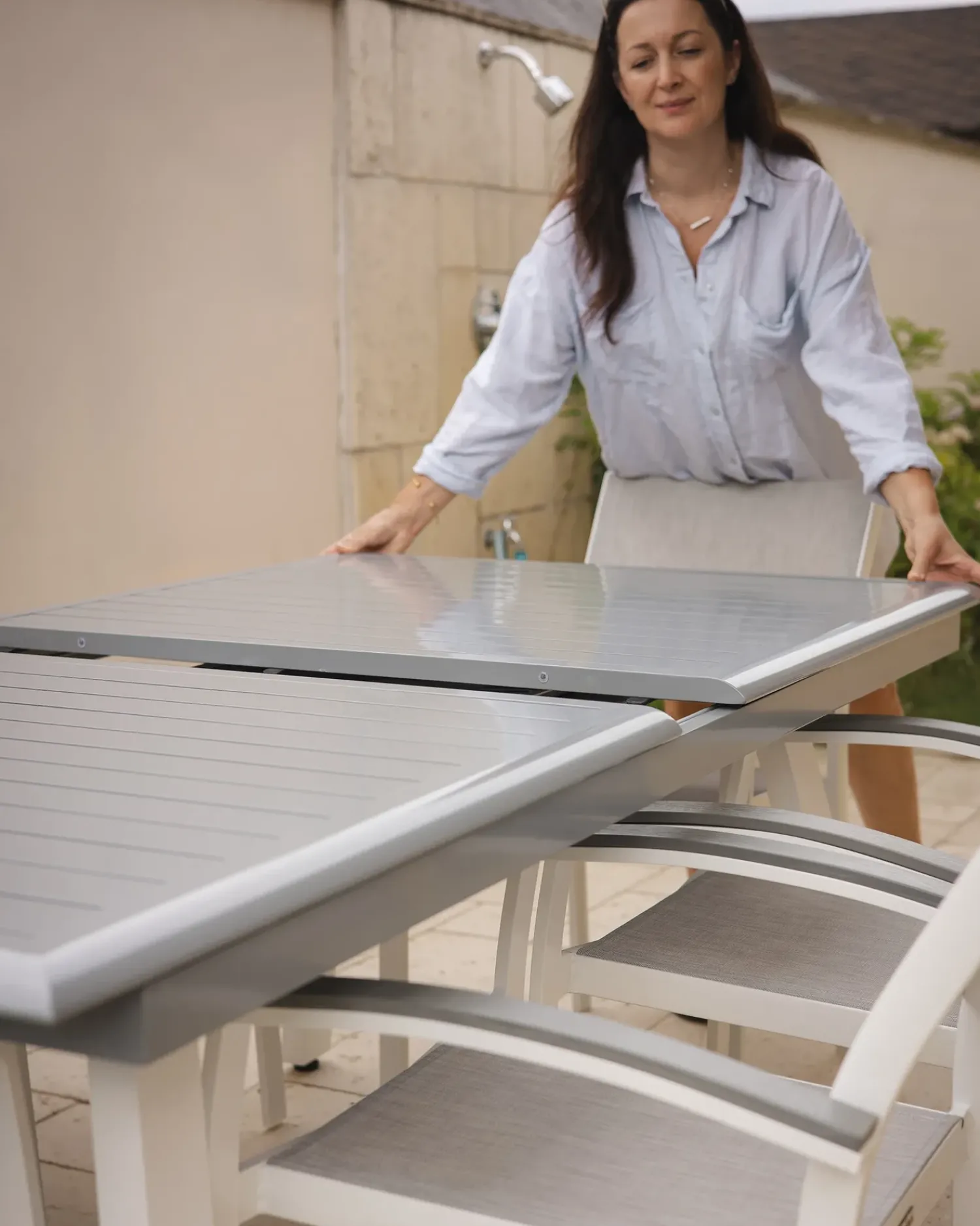 Clearance Beliani PERETA 175/255 cm 100 cm Metallo Grigio chiaro Bianco Grigio