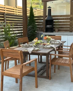 Clearance Beliani AMANTEA 160/220 cm 90 cm Legno d'acacia scuro Marrone