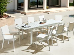 Best Beliani Tavolo da pranzo allungabile da giardino SKALOMA 180/240 cm 90 cm Metallo Bianco