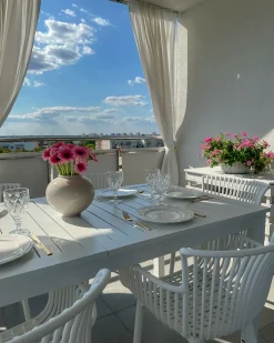 Best Beliani Tavolo da pranzo allungabile da giardino SKALOMA 180/240 cm 90 cm Metallo Bianco