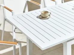 Best Beliani Tavolo da pranzo allungabile da giardino SKALOMA 180/240 cm 90 cm Metallo Bianco