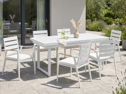 Beliani Tavolo da pranzo allungabile da giardino VALCANETTO 180/240 cm 90 cm Metallo Bianco